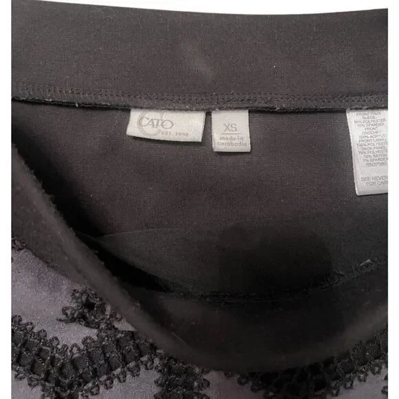 CATO Faux Suede Steel Grey/Blue and Black Crochet Pencil Skirt - Picture 3 of 3